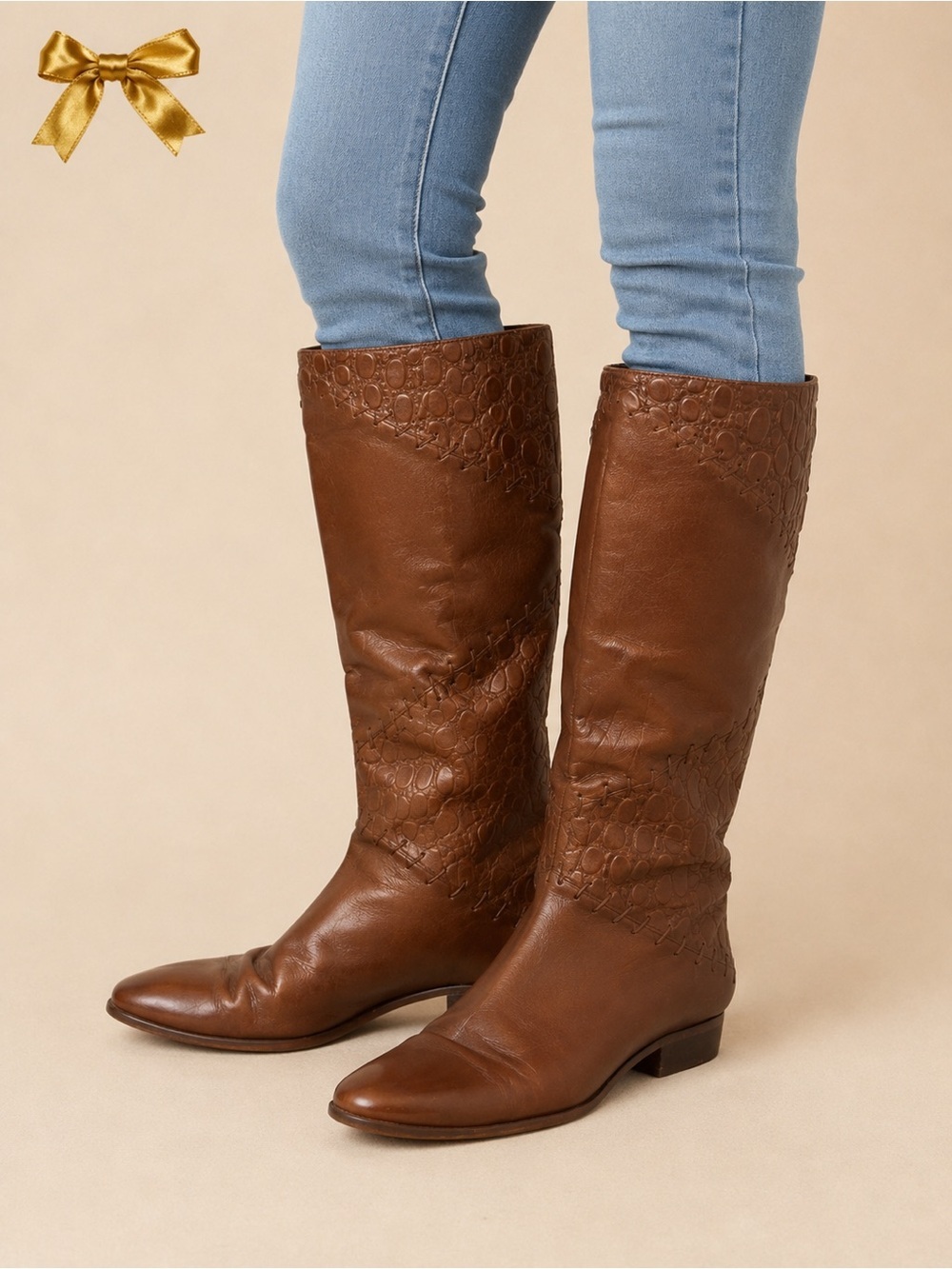 Vintage 1980s Brown Leather Riding Boots 9M Made in Brazil